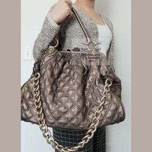 Marc Jacobs Stam Quilted BrownLeather Shoulder Bag